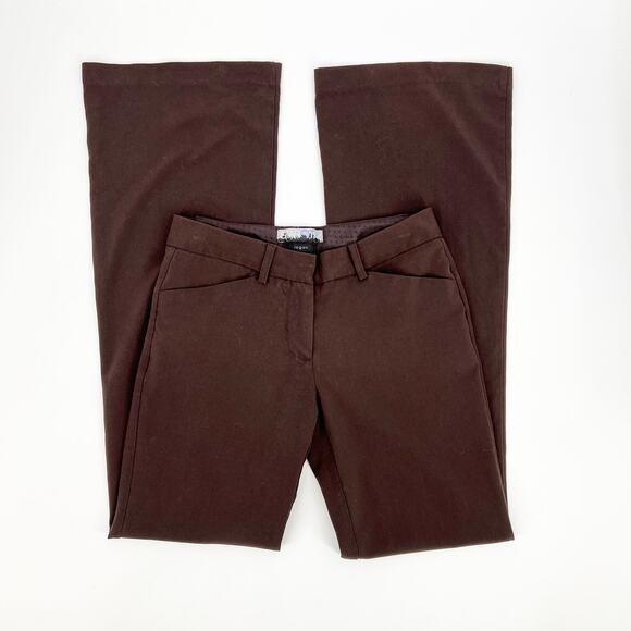 Vintage Y2k Star City Brown Low Rise Flare Dress Pants Size 1 - Picture 1 of 6